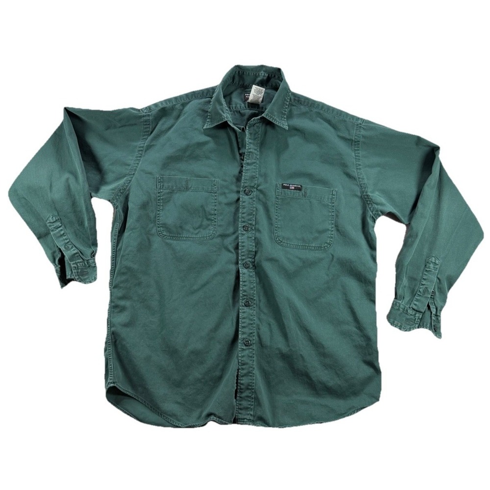 Vintage 90s RALPH LAUREN Forest Green Button Down Signature Twill Shirt Size L